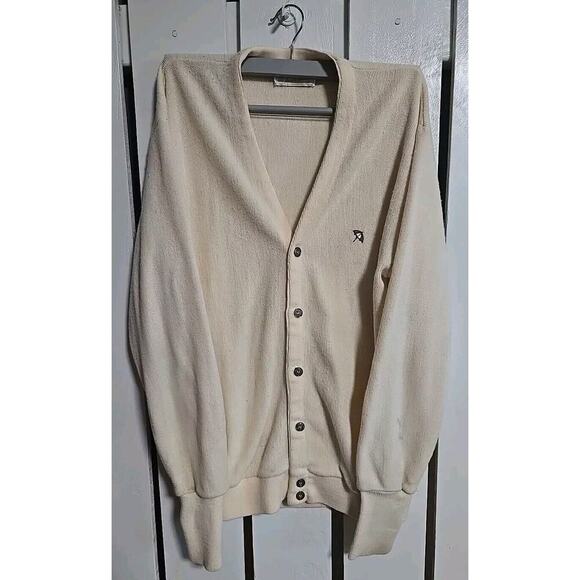 Vintage Arnold Palmer Golf Cardigan Grandpacore Sweater Mens M Light Pink Cream - Picture 1 of 13